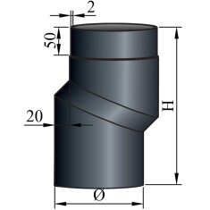 S-Bogen 20 mm Versatz Ø150 x 2 mm, Farbe schwarz