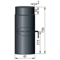 Rauchrohr Ø160 x 750 x 2 mm mit Drosselklappe, Farbe schwarz