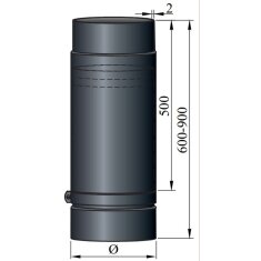 Teleskoprohr Ø120 x 500 x 2 mm, Farbe schwarz
