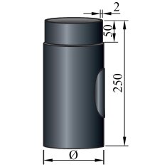 Rauchrohr mit Reinigungsöffnung Ø160 x 250 x 2 mm, Farbe schwarz
