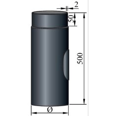 Rauchrohr mit Reinigungsöffnung Ø120 x 500 x 2 mm, Farbe schwarz