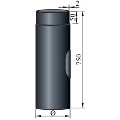 Rauchrohr mit Reinigungsöffnung Ø120 x 750 x 2 mm, Farbe schwarz