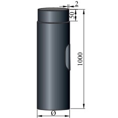 Rauchrohr mit Reinigungsöffnung Ø120 x 1000 x 2 mm, Farbe schwarz