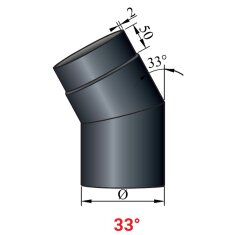 Rauchrohrbogen 33° Ø160 x 2 mm ohne Reinigungsöffnung, Farbe schwarz