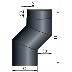 S-Bogen 80 mm Versatz Ø120 x 2 mm, Farbe schwarz