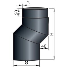 S-Bogen 40 mm Versatz Ø120 x 2 mm, Farbe schwarz