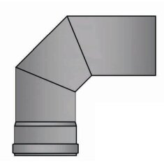 Pelletrauchrohrbogen 3-teilig 90° Ø 80 x 1,2 mm ohne Reinigungsöffnung