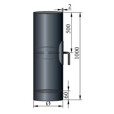 Rauchrohr Ø 150 x 1000 x 2 mm mit Drosselklappe, Reinigungsöffnung und Kondensring, Farbe Schwarz